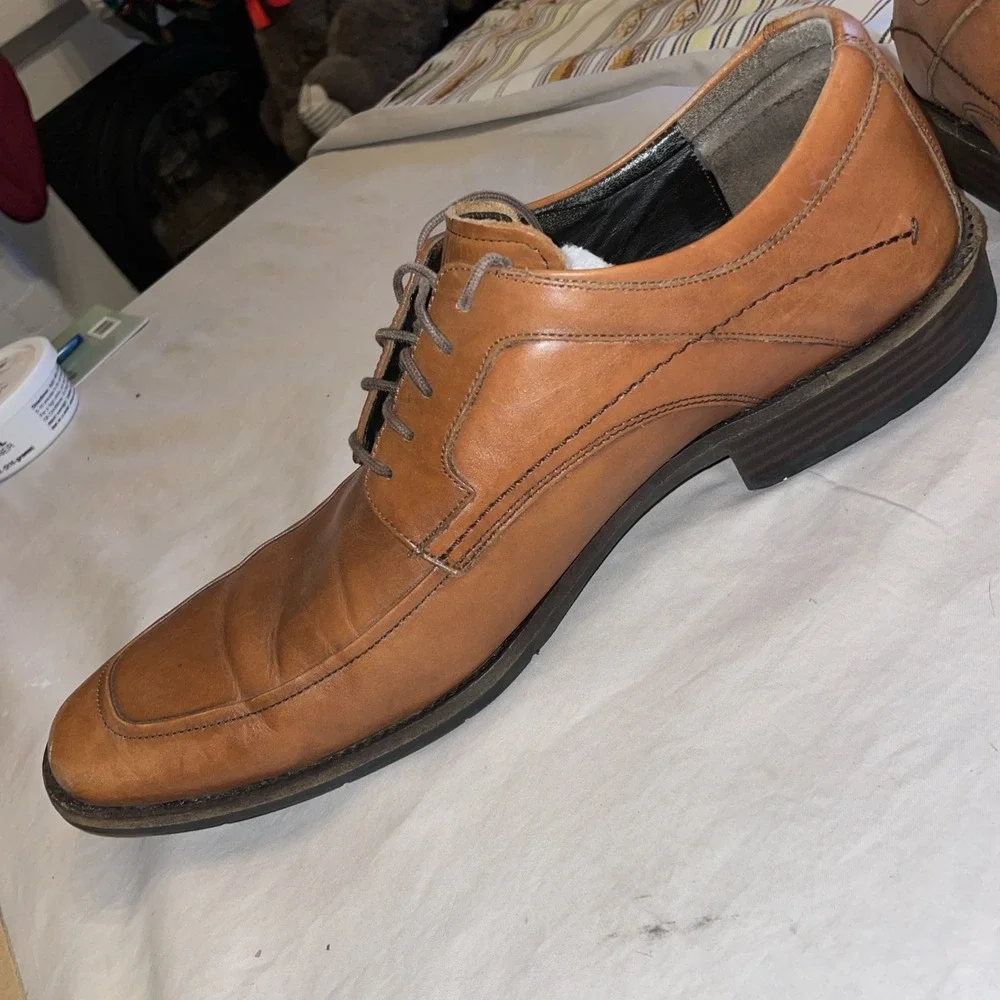 Johnston & Murphy Brown Lace Up Oxford Shoe Size 15M 20-8766‎ Larsey Apron Toe